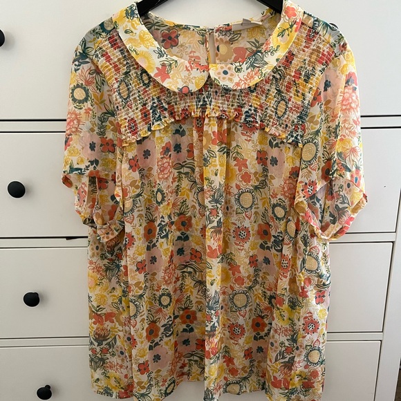 ModCloth blouse floral Peter Pan collar size 4X - Picture 3 of 10